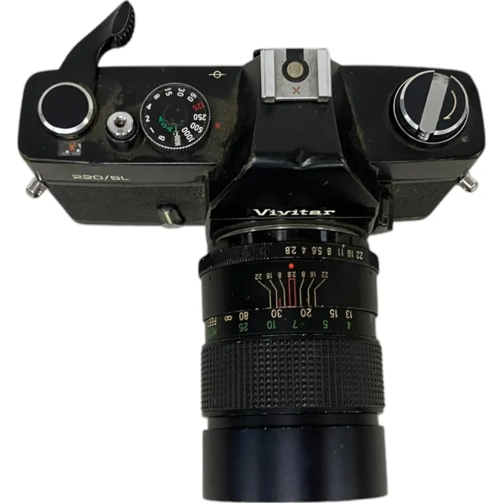 Vivitar 220 / SL 35mm SLR Film Camera With 135MM Auto Telephoto - UNTESTED